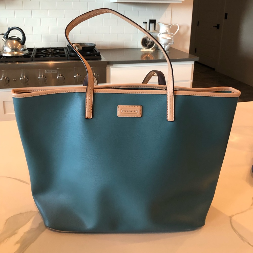 Teal Green Coach Tote